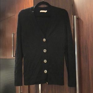Black Tory Burch merino v neck cardigan